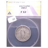 1917 S ANACS  F 12 TYPE 2 STANDING QUARTER