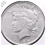 1922 PEACE DOLLAR VF