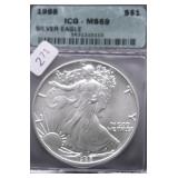 1988 ICG MS69 SILVER EAGLE