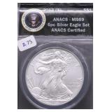 2012 S ANACS  MS69 SILVER EAGLE