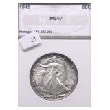 1945 GEM BU WALKING HALF DOLLAR