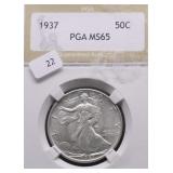 1937 MS 65 WALKING HALF DOLLAR