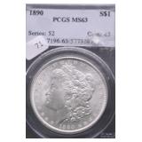 1890 PCGS MS63 MORGAN DOLLAR