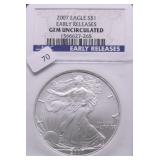 2007 NGC GEM BU SILVER EAGLE