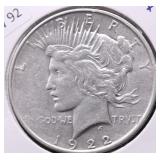 1922 D PEACE DOLLAR XF
