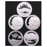 5 PROOF SILVER QUARTERS