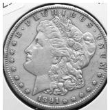 1891 S MORGAN DOLLAR VF