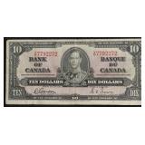 1937 CANADA 10 DOLLAR NOTE VF