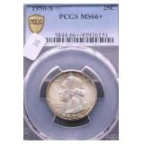 1950 S PCGS MS66+ WASHINGTON QUARTER