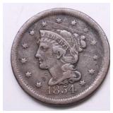 1854 LARGE CENT VF