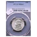 1950 D PCGS MS64 WASHINGTON QUARTER