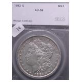 1882 O SEGS AU58 MORGAN DOLLAR