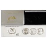 20TH ANNIVERSARY SILVER EAGLE SET W BOX PPERS