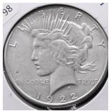 1922 S PEACE DOLLAR AU