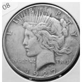 1927 PEACE DOLLAR VF