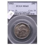 1953 PCGS MS65 WASHINGTON QUARTER