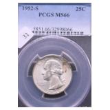 1952 S PCGS MS66 WASHINGTON QUARTER