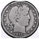 1915 S BARBER HALF DOLLAR VG