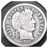 1916 BARBER DIME G