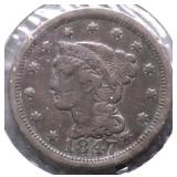 1847 LARGE CENT VF