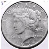1934 S PEACE DOLLAR VF