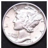 1942 GEM SPLIT BANDS MERCURY DIME