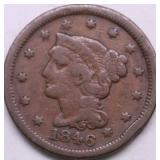 1846 LARGE CENT VF SM DATE