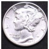 1943 GEM BU MERCURY DIME