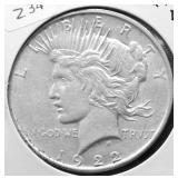 1922 D PEACE DOLLAR XF