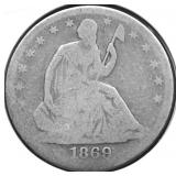 1869 S SEATED HALF DOLLAR G