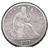 1877 SEATED HALF DOLLAR F