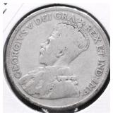 1917 CANADA SILVER 25 CENTS VG