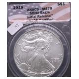 2010 ANACS  MS70 SILVER EAGLE