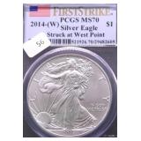2014 W PCGS MS70 SILVER EAGLE