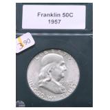 1957 GEM BU FBL FRANKLIN HALF DOLLAR
