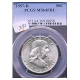 1957 D PCGS MS64 FBL FRANKLIN HALF DOLLAR