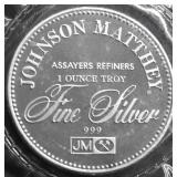 JOHNSON MATTHEY 1 OZ .999 SILVER ROUND
