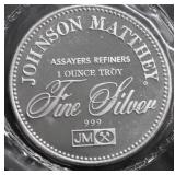 JOHNSON MATTHEY 1 OZ .999 SILVER ROUND
