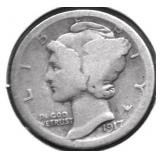 1917 S MERCURY DIME VG