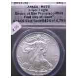 2014 S ANACS  MS70 SILVER EAGLE