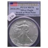 2014 W PCGS MS70 SILVER EAGLE