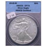 2015 W ANACS  MS70 SILVER EAGLE