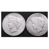 TWO PEACE DOLLARS