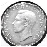 1952 CANADA SILVER 50 CENTS AU