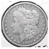 1881 O MORGAN DOLLAR VF
