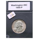 1955 GEM BU WASHINGTON QUARTER