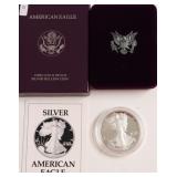 1990 PROOF SILVER EAGLE W BOX PAPERS