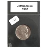 1942 TYPE 1 CHOICE BU JEFEFRSON NICKEL
