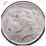 1922 PEACE DOLLAR AU