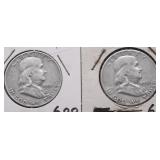 TWO FRANKLIN HALF DOLLARS